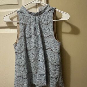 love, Fire Light Blue Lace Sleeveless Tank